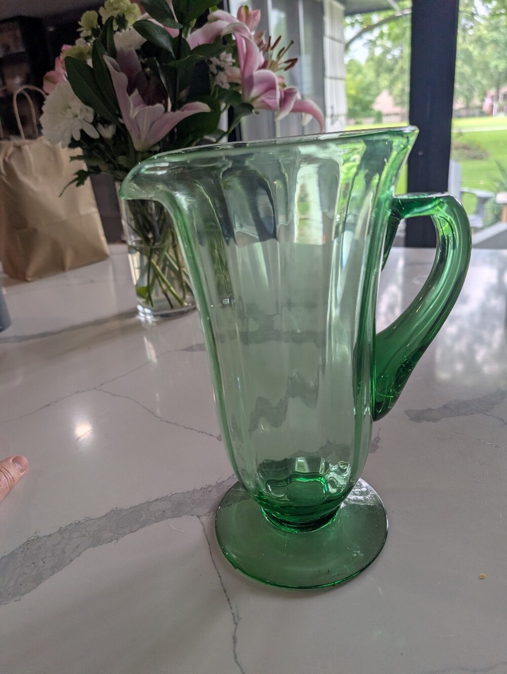 Fostoria Vaseline Glass Green Pitcher 1920s